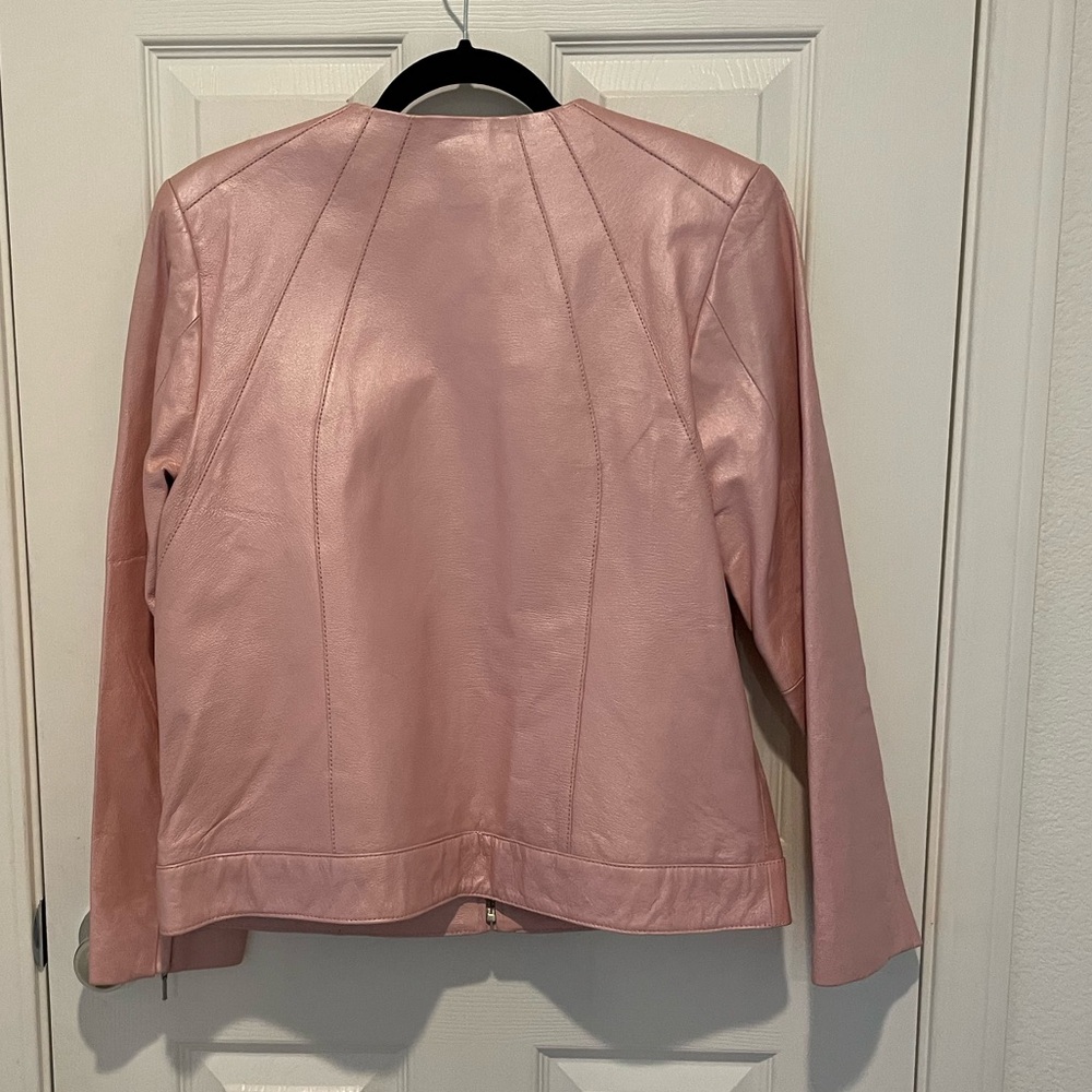 Dialogue Pink Leather Jacket - Picture 11 of 13